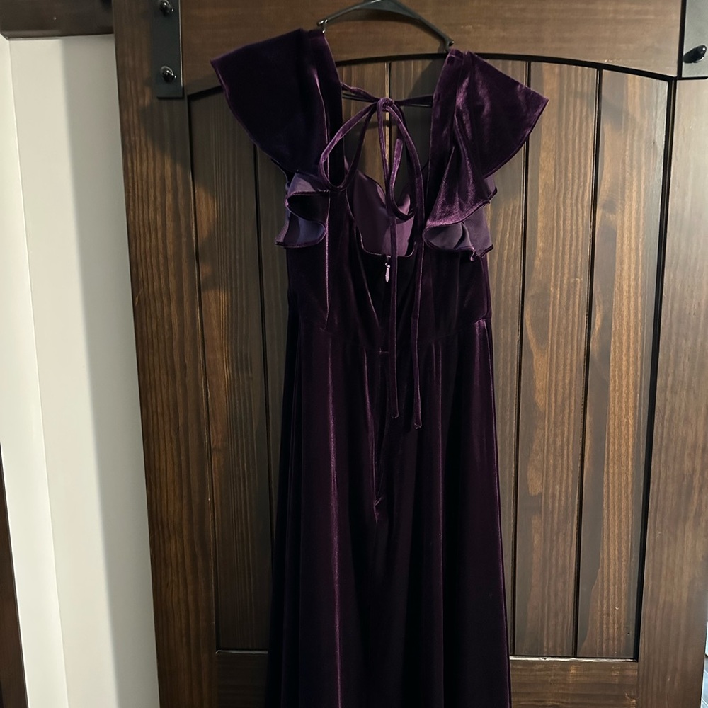 Azazie Velvet Maxi Dress in Grape - Picture 2 of 4